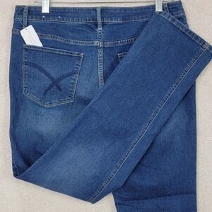 Christopher & Banks Straight Leg Jeans Women 8 Blue New Stretch Dark Wash Denim